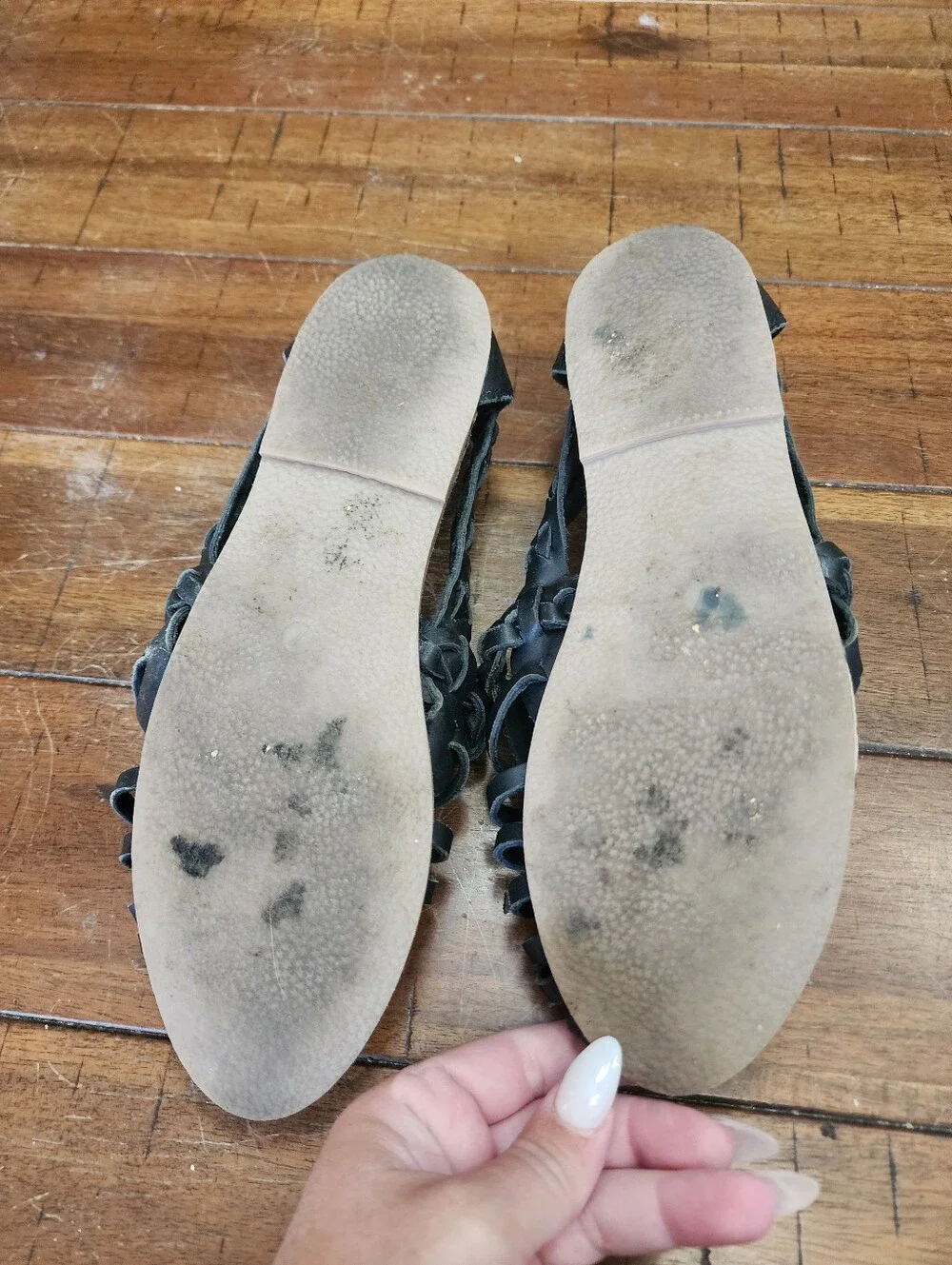 Urban Outfitters Black Woven Leather Huarache Flats